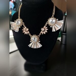 Gold and Silver Art Deco Fan Necklace